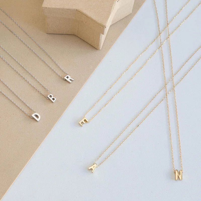 2022 New Stainless Steel Tiny Initial Necklace For Women Fashion Single Name Letters Pendant Choker Necklaces Jewelry Collares